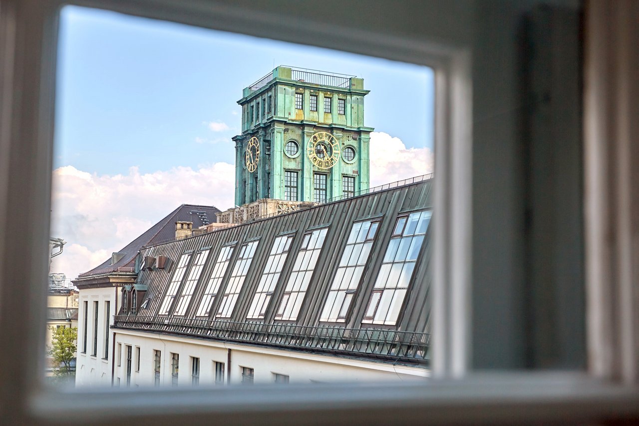 view on Thiersch tower through window